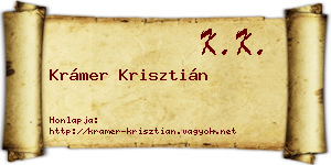 Krámer Krisztián névjegykártya